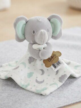 Baby Essentials Gray Elephant Moon & Stars Security Blanket Lovey NWT